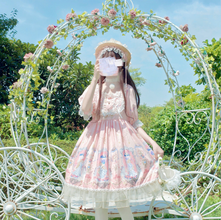 Kawaii Original Lolita Dress Angel Hourglass Short Sleeve Op Dress Japanese Soft Sister dress