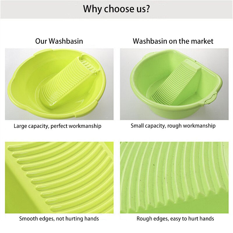 Baignoire en plastique avec planche à laver, lave-linge épais, lavage des sous-vêtements de bébé, planche à laver en plastique, outils de nettoyage de vêtements