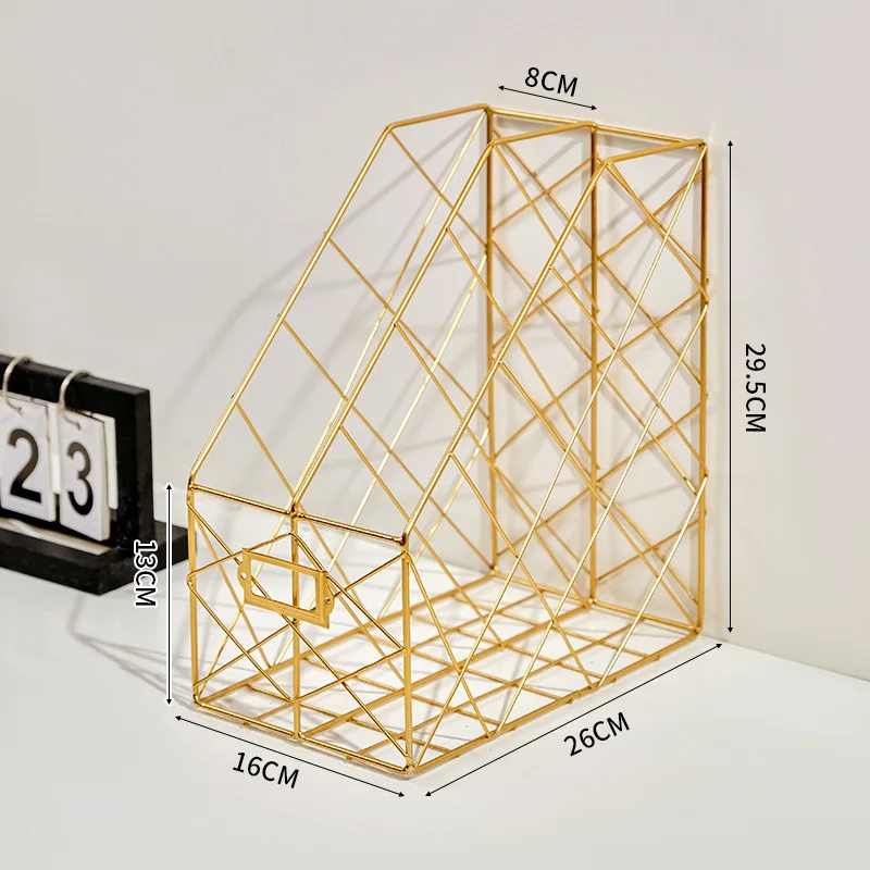 1/2- lags jerngitter bokorganisator bokholder hylle bokstøtte skrivebord aviser fil oppbevaringsboks holder hjemmeinnredning: Rosa