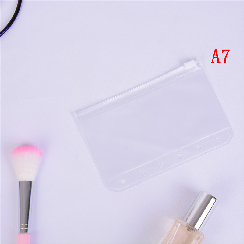 Soporte de archivo A5/A6/A7 bolsa de hoja suelta de PVC transparente estándar con producto de archivo de cremallera de estilo propio: A7