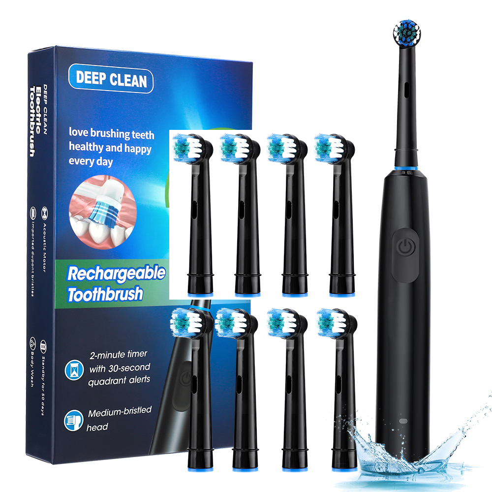 Electric Toothbrush Rotation Clean Teeth Adult 5 Modes Teeth Brush Sonic Electric Tooth Brush With 4 Extra Replacement Heads: Gold