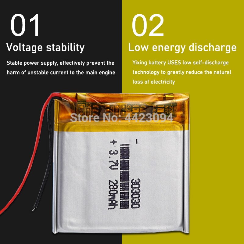 280mAh 3.7v 303030 Rechargeable Lipo Battery For GPS MP4 Camera Power Bank Tablet Electric Toys PAD DVD Lithium Polymer Battery