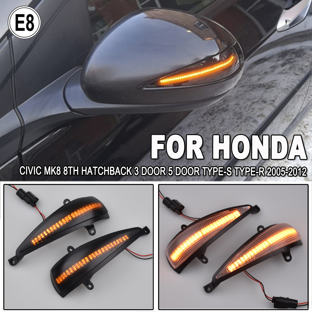2X Dynamiczny kierunkowskaz LED Lusterko boczne do Hondy Civic 8 MK8 Hatchback 3D 5D 2006 2012 FN2 FN FK