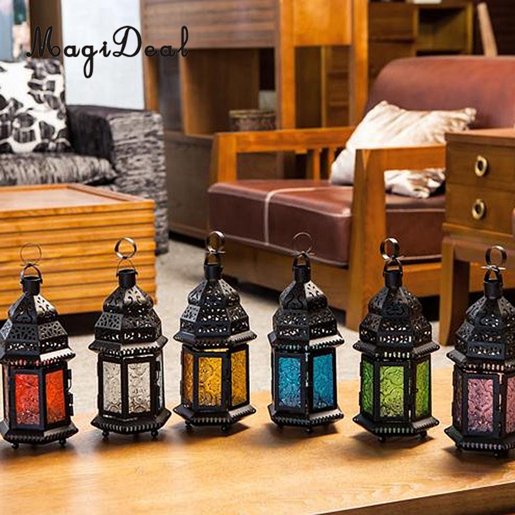 MagiDeal Metal Castle Moroccan Votive Candle Holder Hanging Lantern Home Centerpieces Decor