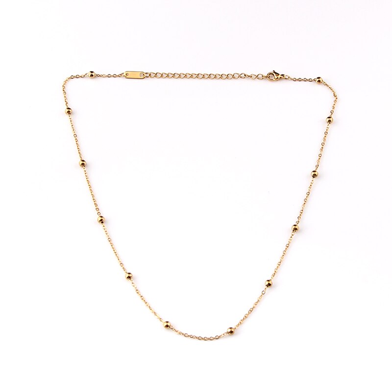 Suqi moderne rustfrit stål choker halskæde kvinder halskæder guld sølv farve perle kæde halskæde choker hals smykker: Guld