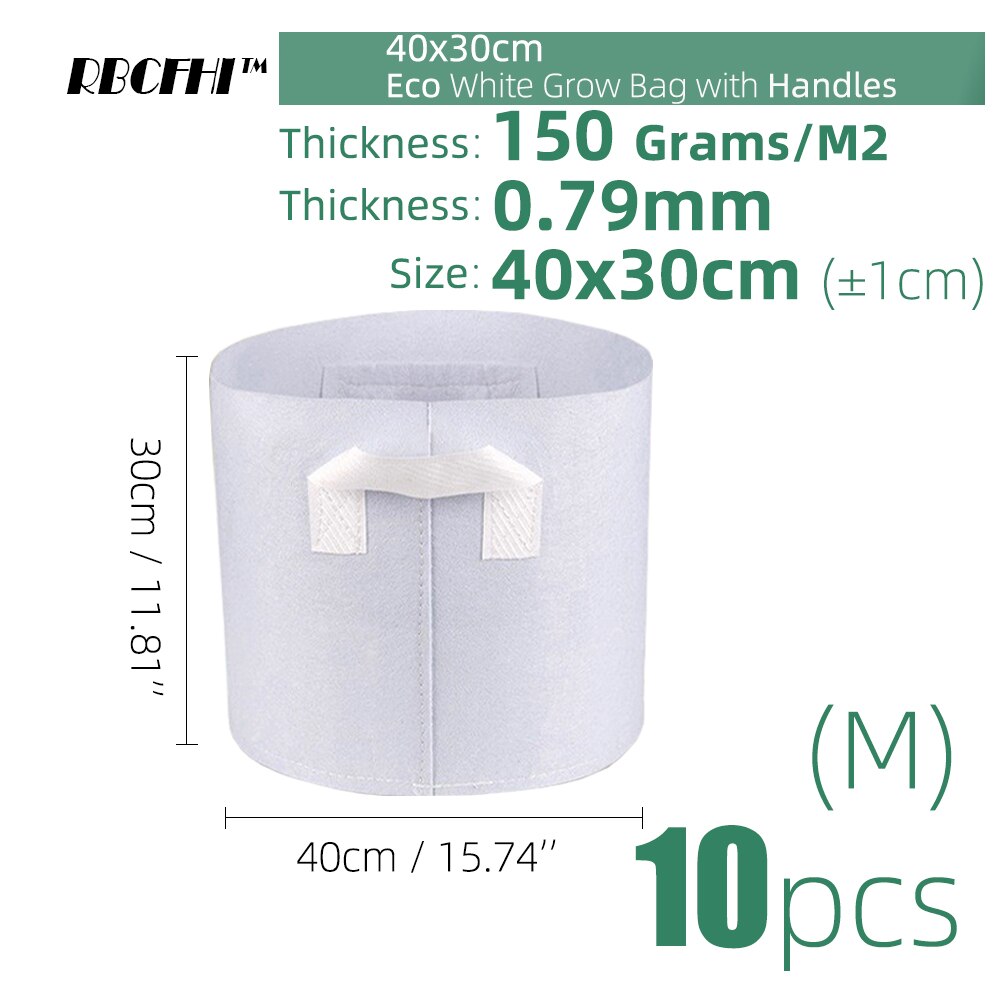 RBCFHI 24 tipos de bolsas de cultivo de tejido económico blanco aireación macetas no tejidas Control de raíces planta contenedor Bolsa plantación de jardín doméstico