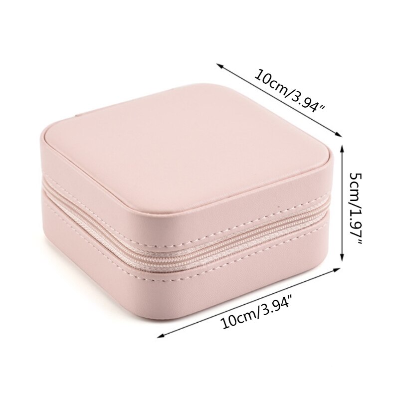 Protable Travel Leather Jewelry Box Organizer Display Earrings Ring Necklace Jewellery Zipper Storage Case Women Girls