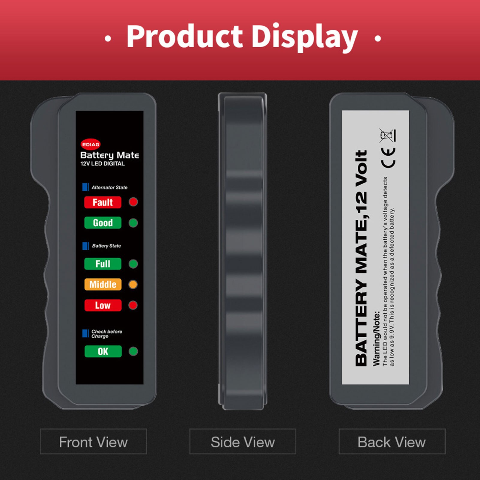 12V LED Display Car Battery Tester Mini Battery Detector Motorcycle Battery Tester Testing Tool Charger Analyzer Scanner Tool