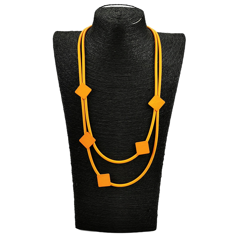 Ukebay Oranje Choker Kettingen Voor Vrouwen Trui Kettingen Hout Ketting Sieraden Gothic Accessoires Rubber Sieraden Kraag: Licht Geel Goud Kleur