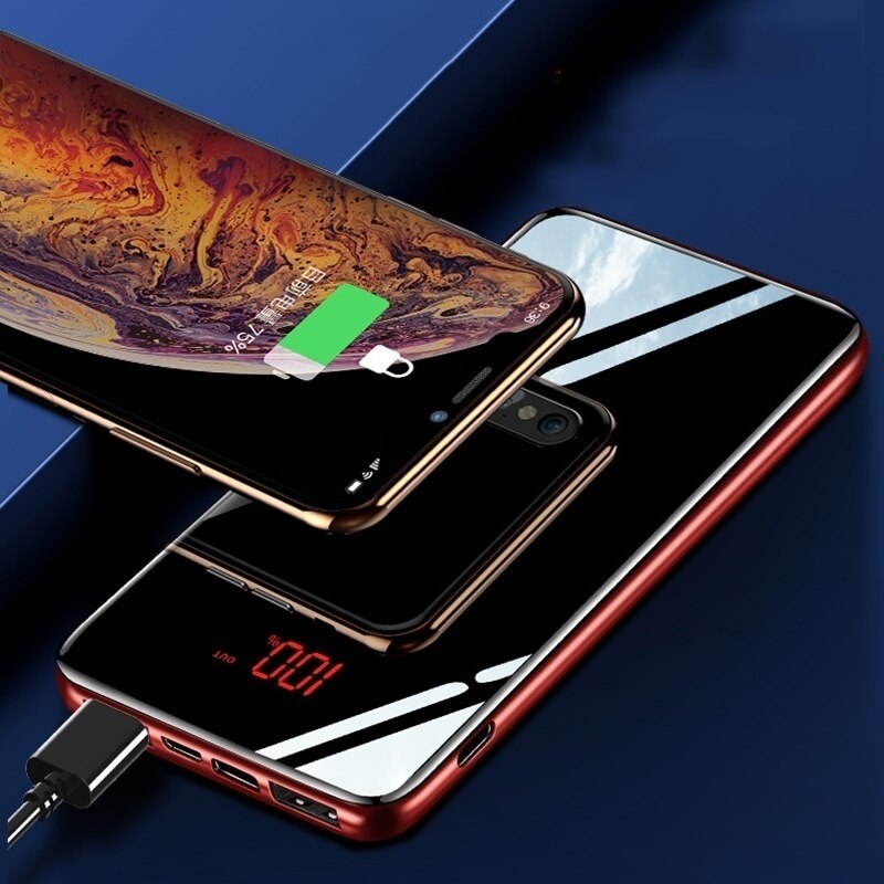 30000 mAh moc Bank przenośna ładowarka robić telefonu komórkowego LCD pełny ekran lustrzany Powerbank robić smartfonów zewnętrzna ładowarka robić baterii