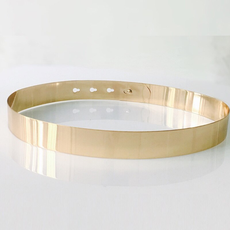 Kvinnor justerbart metall midjebälte bling guld silver färg tallrik vintage dam enkla bälten spegel midjeband