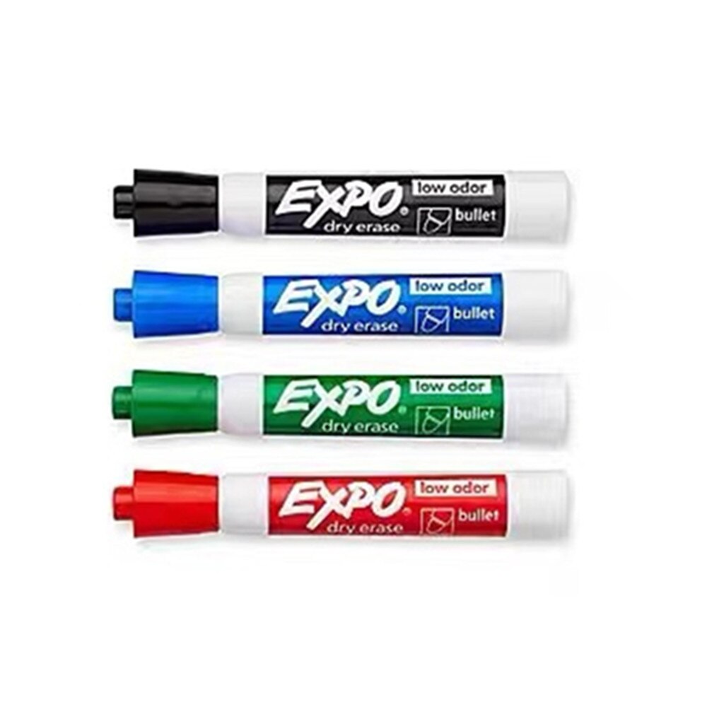 Expo low-odor chisel point dry erase marker set, for whiteboards, glass and most non-porous surfaces, 4 color markers,: Default Title