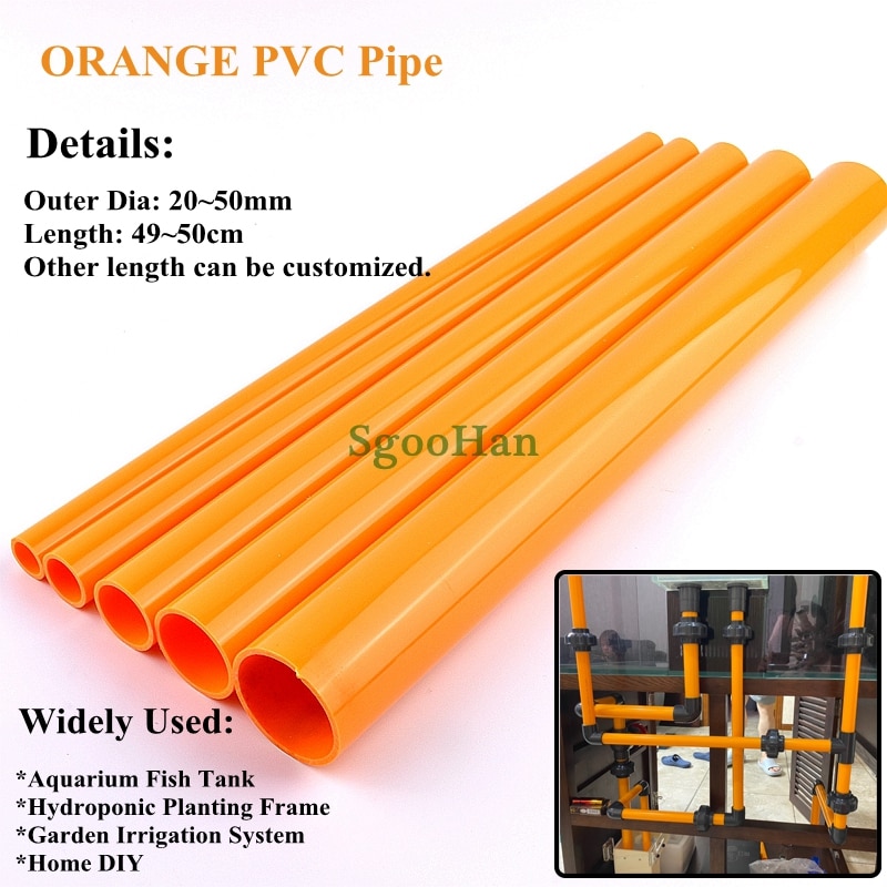 2 stücke Orange OD 20 ~ 50mm PVC Rohr Aquarium Aquarium Rohr Garten Bewässerung Bewässerung Hydrokultur Pflanzen Rahmen rohr 49 ~ 50cm Lange