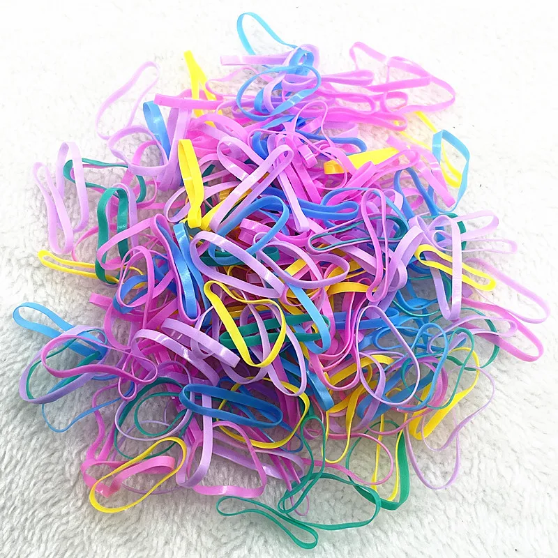 200pcs--1000pcs Colourful Rubber Ring Disposable Elastic Hair Bands Ponytail Holder Rubber Band Scrunchies Kids Hair Accessories: Navajo white / 15mm