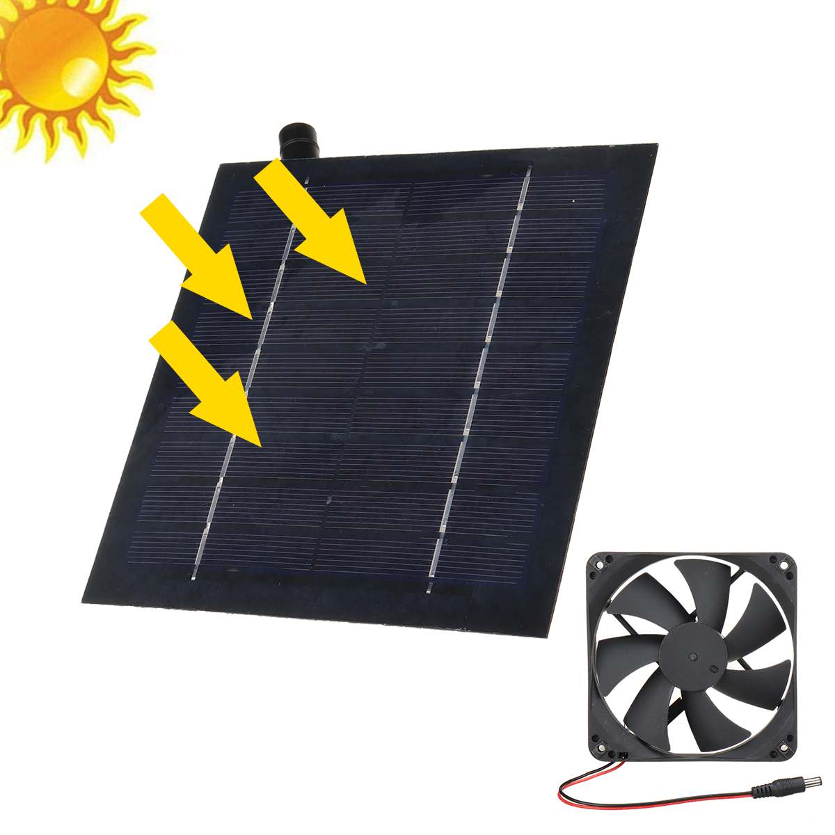 10W 12V Solar Exhaust Fan Air Extractor 6 Inch Mini Ventilator Solar Panel Powered Fan for Dog Chicken House Greenhouse RV