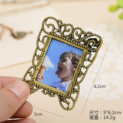 Mini marco de fotos europeo de Metal Retro, llavero de aleación para niños, marcos de estudio fotográfico, , decoración de escritorio, marcos de pintura: Blanco