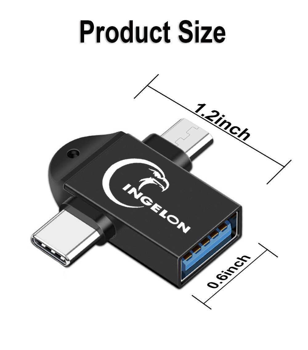 INGELON 2 in 1 OTG Converter USB 3.0 to Micro USB and Type C Adapter USB3.0 OTG Adapter Converter Data Mobile Phone Adapter