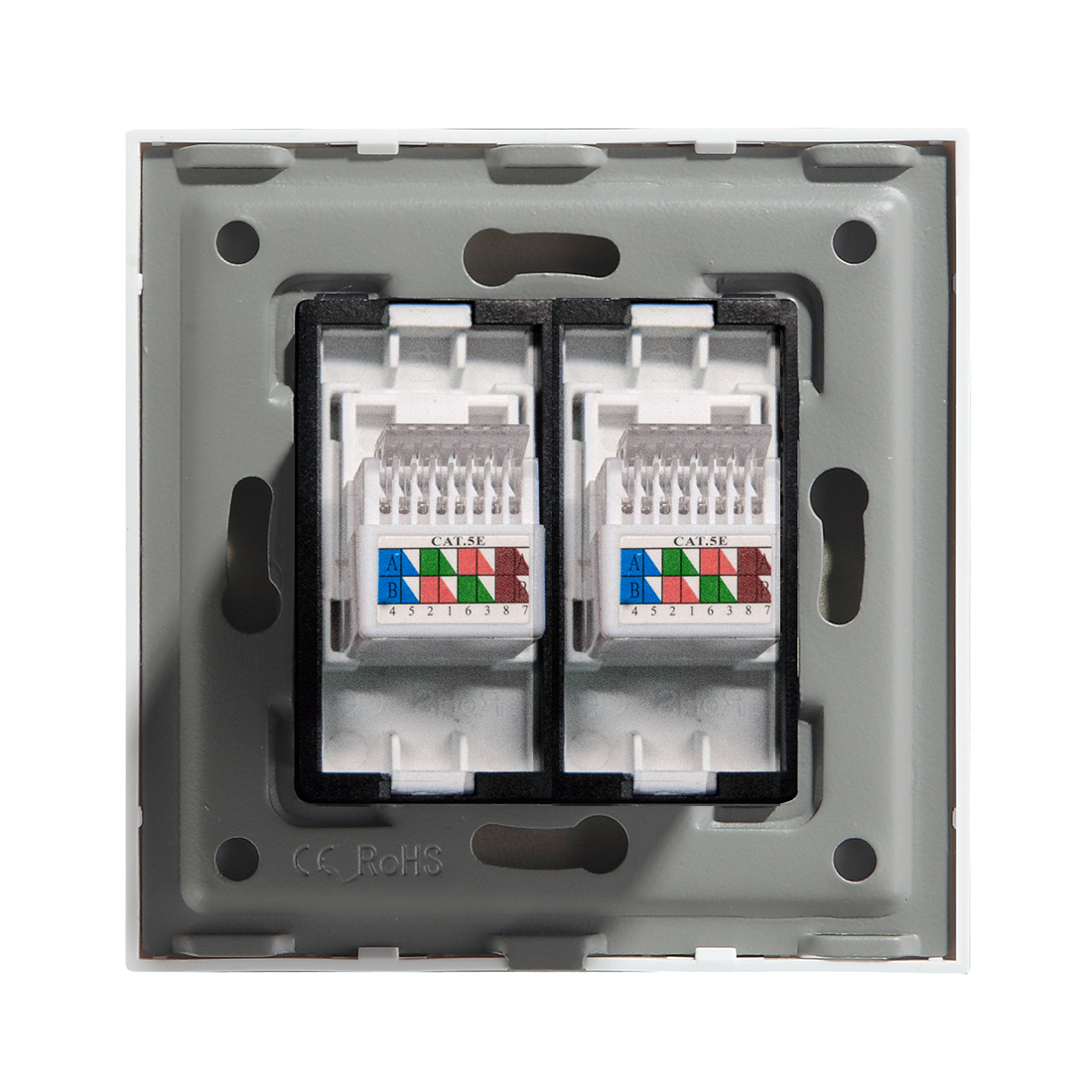 BSEED-enchufe de pared RJ45, doble Internet, CAT5, Red de Datos, puerto de ordenador, Panel de cristal, estándar de la UE, 86x86mm