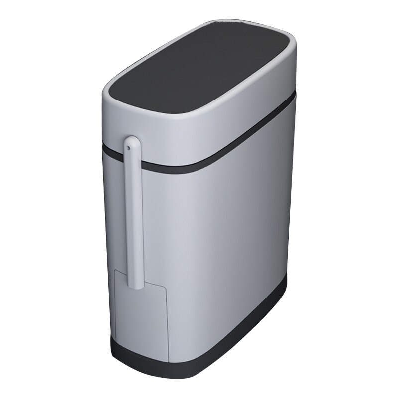 12L Smart Trash Can Bathroom Waste Bin One-click Garbage Bin Trash Bag Holder In The Kitchen with Brush for Toilet Narrow Seam: black