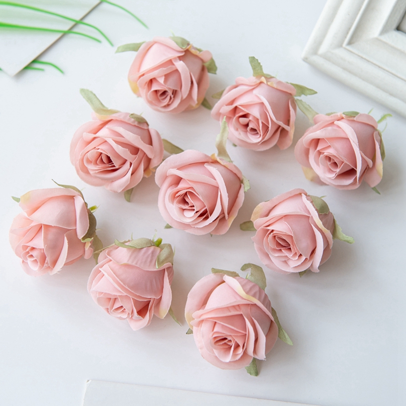 Günstige Rosenkopf-Kunstblumen aus Seide für Zuhause, Hochzeit, Bogen, Bastelbedarf, Dekoration, DIY, Weihnachtskranz, Zubehör, Sammelalbum: L / Brown