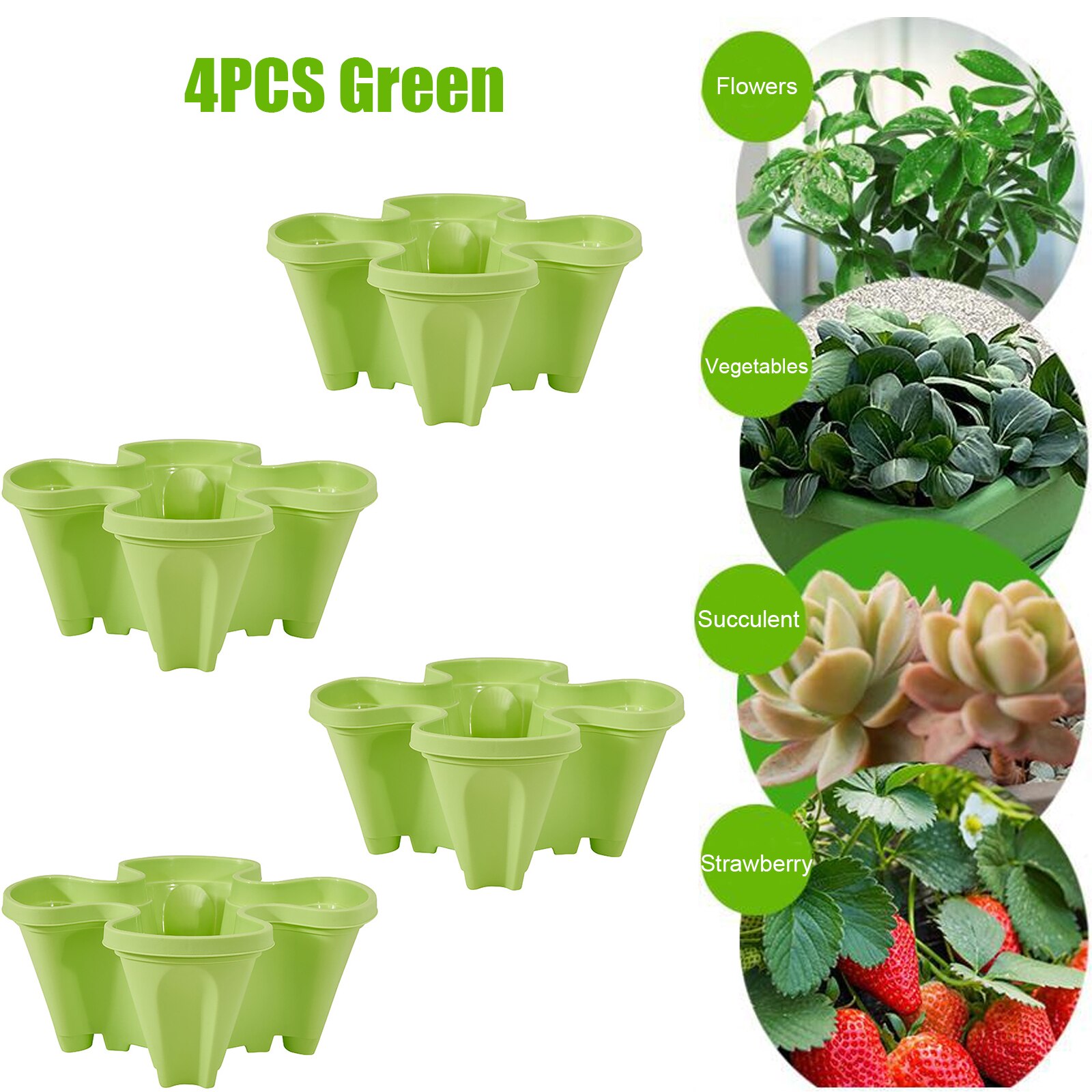 1/2/3/4/5pcs Plastic Stackable Vertical Flower Plant Pot Seedling Holder Garden Planter Decor Planting Pots Can Be Stacked Pots: 4pcs Green Pots