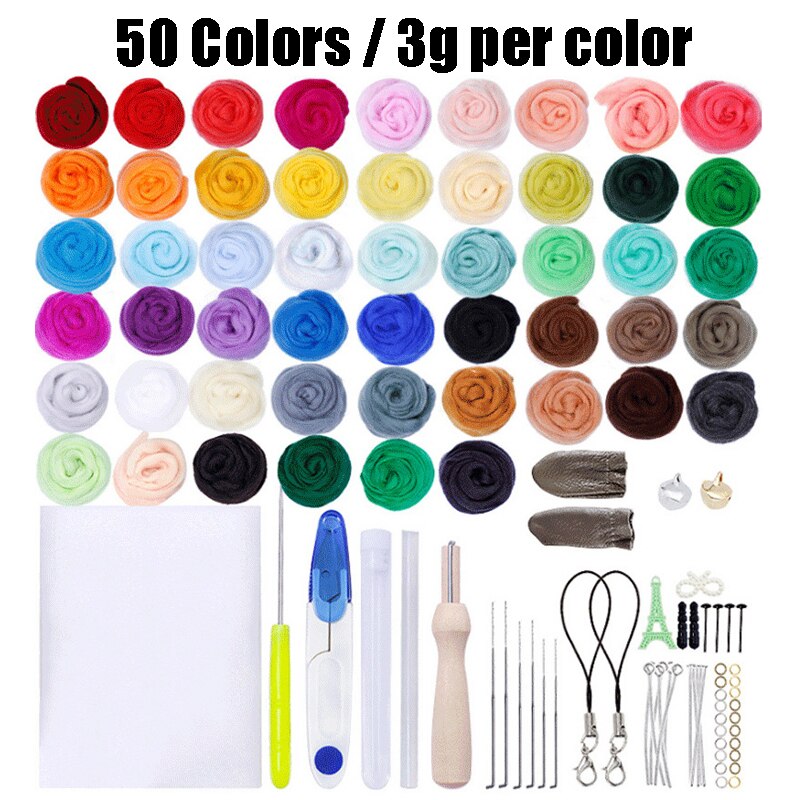 Wool Roving Needle Felting Starter Kit Wool Felting Tool Kit with Felting Needles, Foam Mat, Needle Felting for DIY Doll Making: Style 8