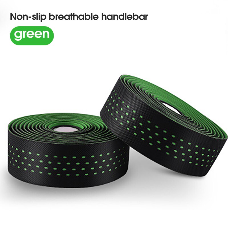 6 kleuren racefiets stuurlint racefiets stuurlint band antislip fietsaccessoires reflecterende geleiding met plug: Groente