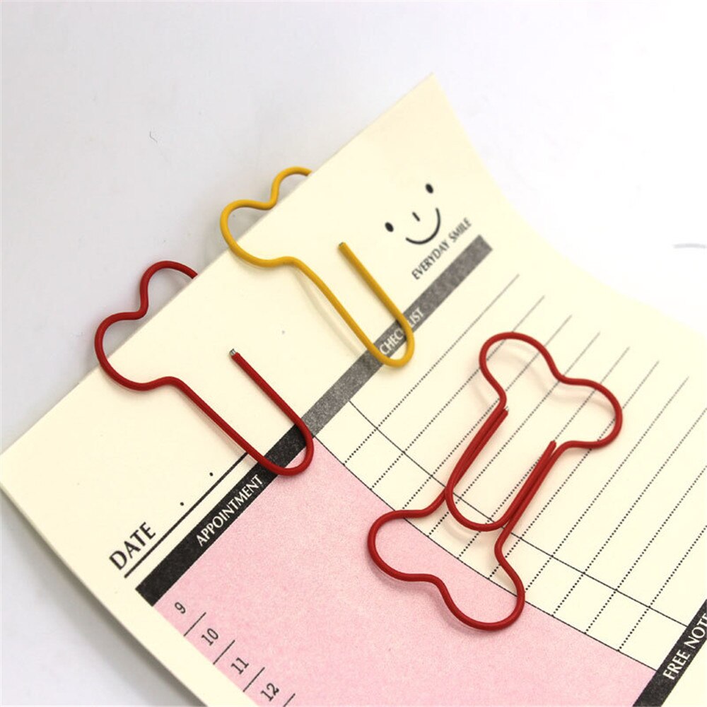 24pcs/Lot Cute Funny Dog Bone Shaped Paper Clips Hollow Out Metal Binder Clips Notes Letter Paper Clip Bookmarks Stationery