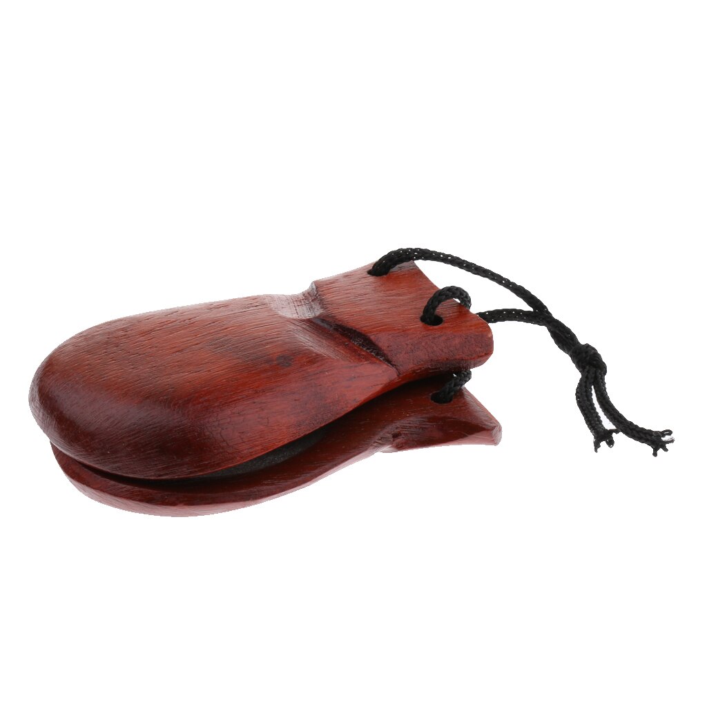 Durable Wooden Clapper Castanet Hand Percussion Instrument Brown 8x5.5x2cm