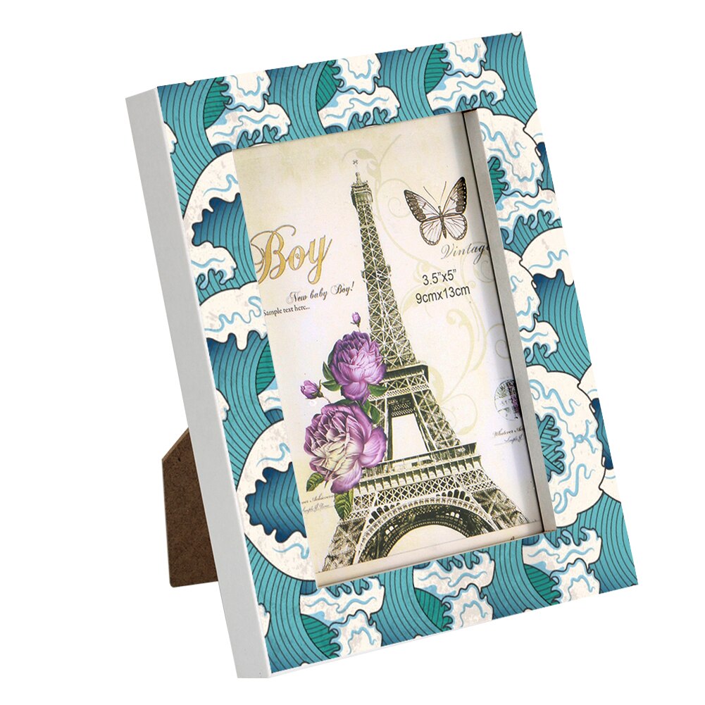 Bleu clair Motif Vagues En Bois Cadre Photo Tableau Maison BRICOLAGE Décoration 5-10 Pouces Moderne Cadres Photo
