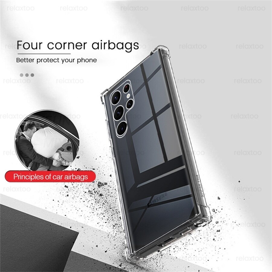Voor Samsung S 22 Ultra Case Transparant Airbag Anti-Val Beschermen Shell Galaxy S22 S22 + S22Ultra Zachte Siliconen schokbestendig Coque
