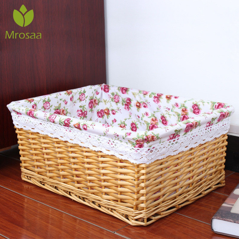 Bamboos Weaving Storage Baskets Fruits Picnic Basket Rattan Storage Boxs For Cosmetics Snacks Tea Books Organizer Handiwork