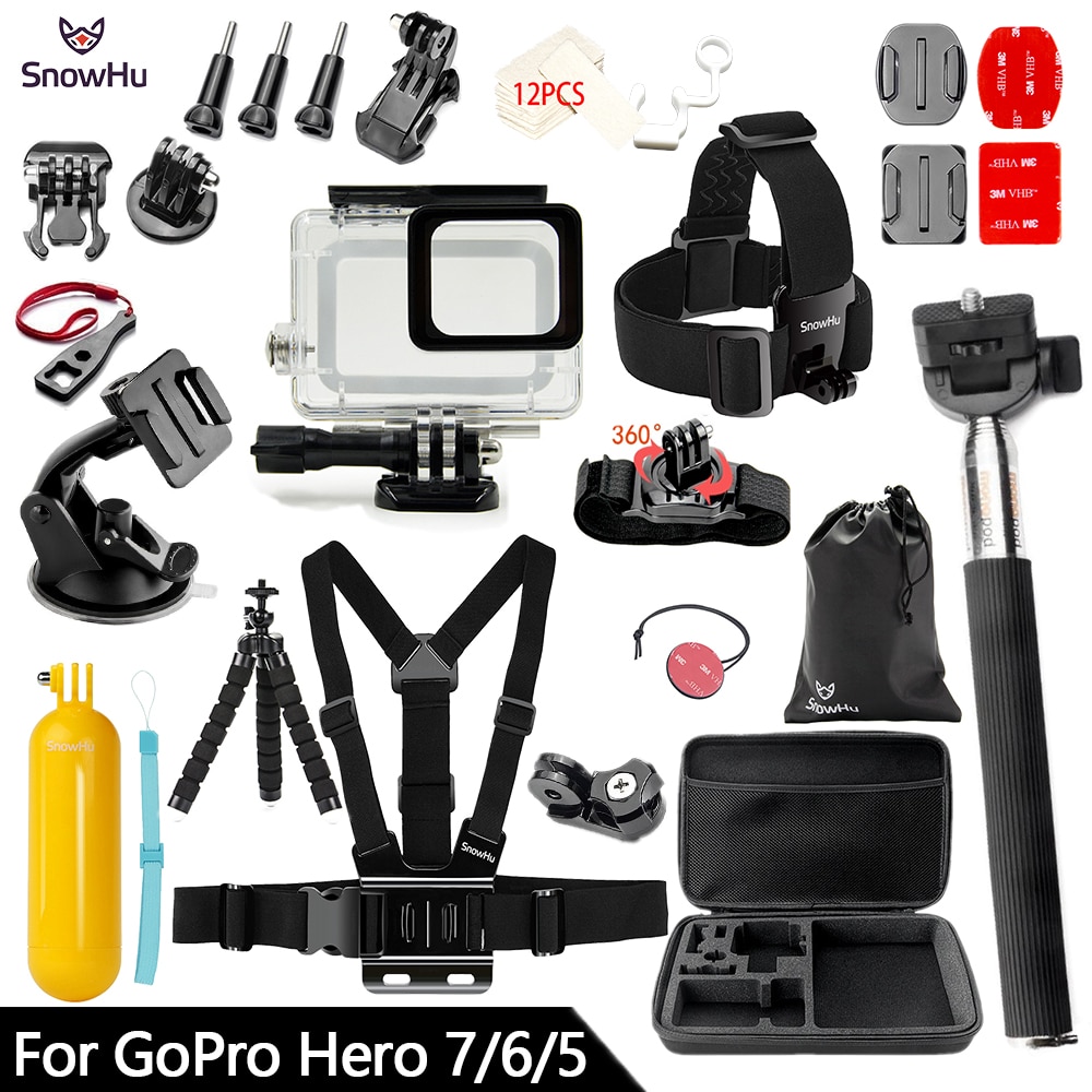 Snowhu Voor Gopro Accessoires Set Voor Gopro Hero 7 6 5 Waterproof Case Bescherming Frame Monopod Voor Go Pro Hero 7 6 5 GS73
