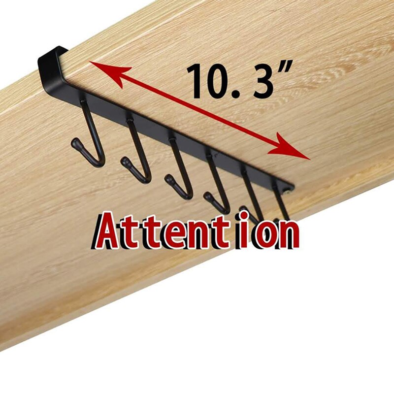 Multifunctionele 3 stuks  x 6 haken mokhouder onder kast koffiekopje hanger voor keuken, kledingkast en elke dikte  of 0.8 inch of