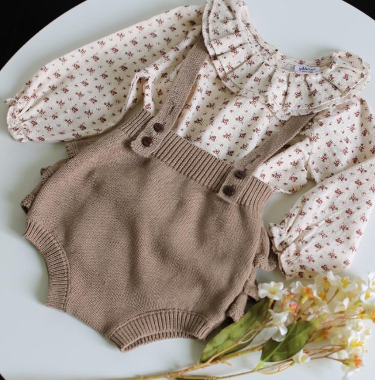 Stijl babymeisjes jongens gebreide romper herfst katoenen baby jumpsuit 6-24 maanden  qw360