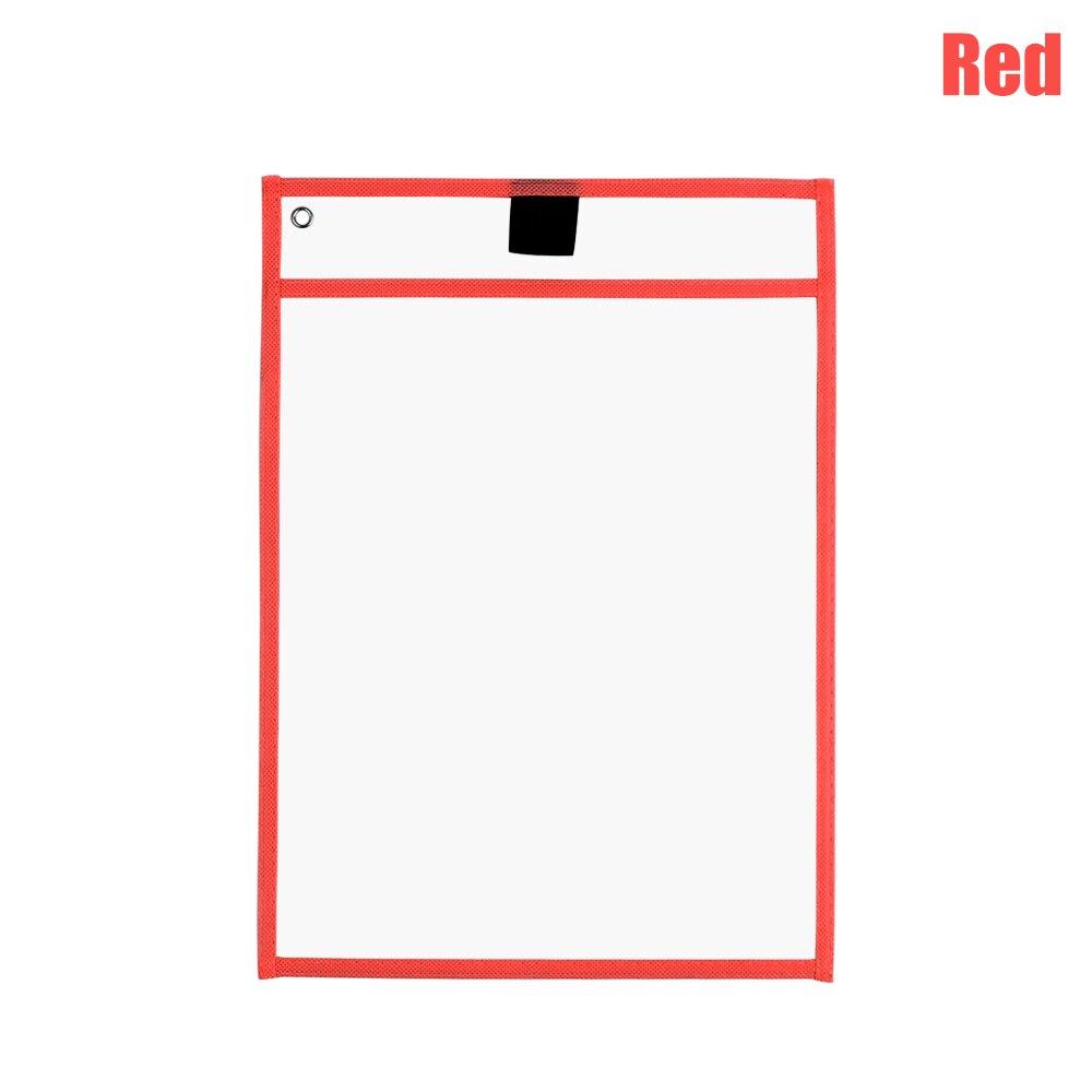 Reusable Dry Erasable Pockets Transparent Write And Wipe Drawing Board Dry Brush Bag File Pocket For Teaching Kids Pastels: Red