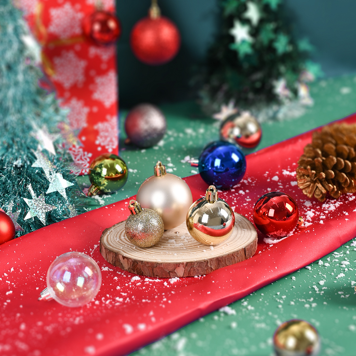 24 stks 3 cm Kerstballen Kerstboom Ornamenten Bal Xmas Opknoping Boom Hangers Home Party Kerstboom Decor Nieuwjaar Cadeau