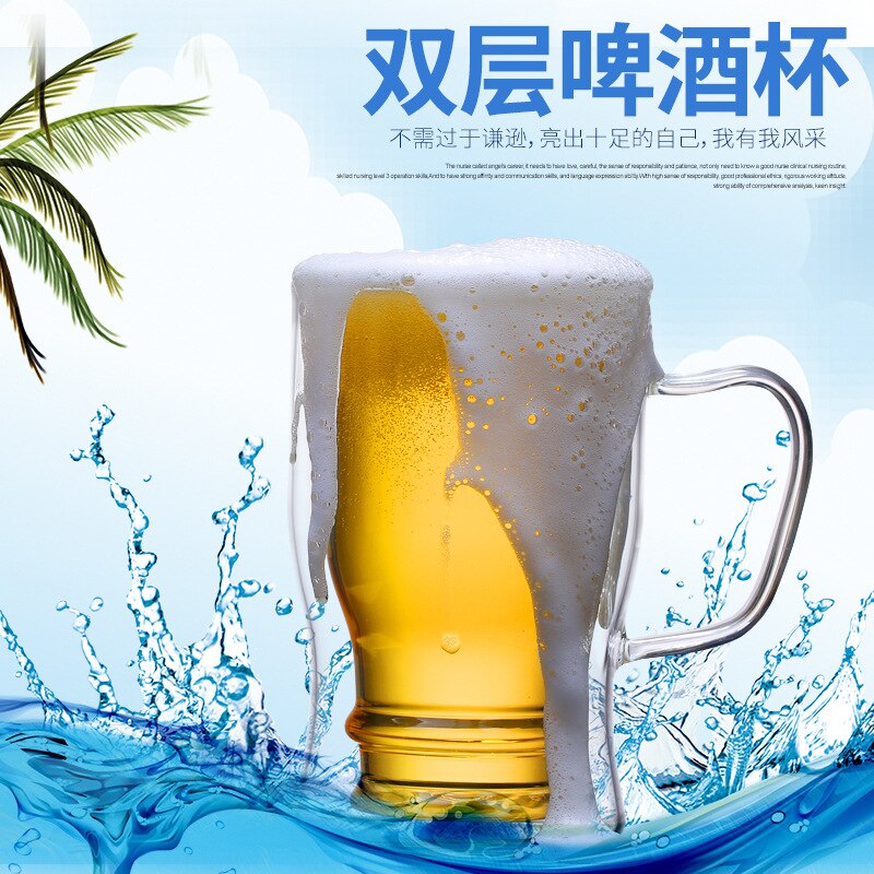 Hittebestendig Glas Met Handvat Bier Drinken Glas Transparant Melk Sap Cups Milieuvriendelijke Dubbele Handgemaakte Bier Mok