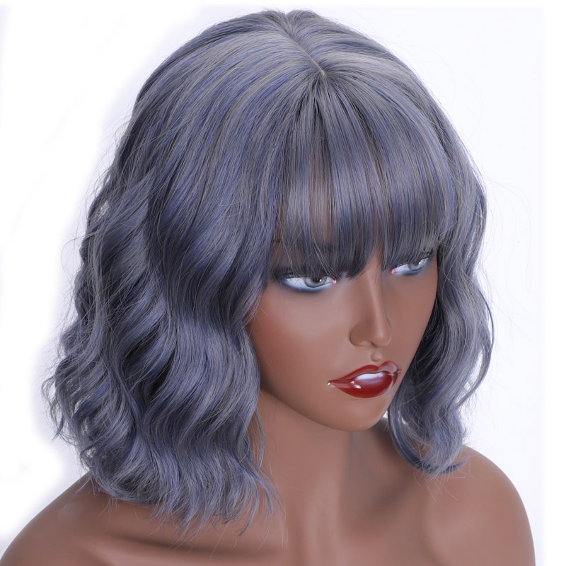 MERISI HAIR-pelucas de pelo sintético para mujer postizas completas de fibra resistente al calor, color azul, 2 colores, para mujeres blancas/negras