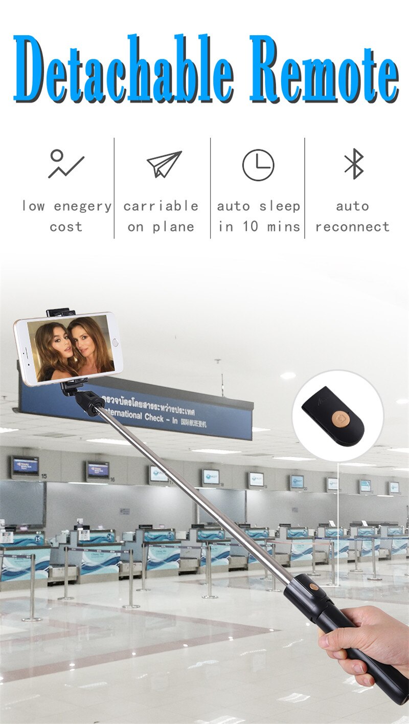 3 w 1 Selfie Stick z wyciągnikiem bezprzewodowy st... Grandado