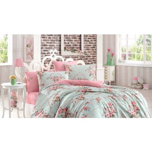 Eponj accueil facilement repassé ensemble de housse de couette Double personnalité Alanur menthe couvre lit maison Textile luxe couvre-lits
