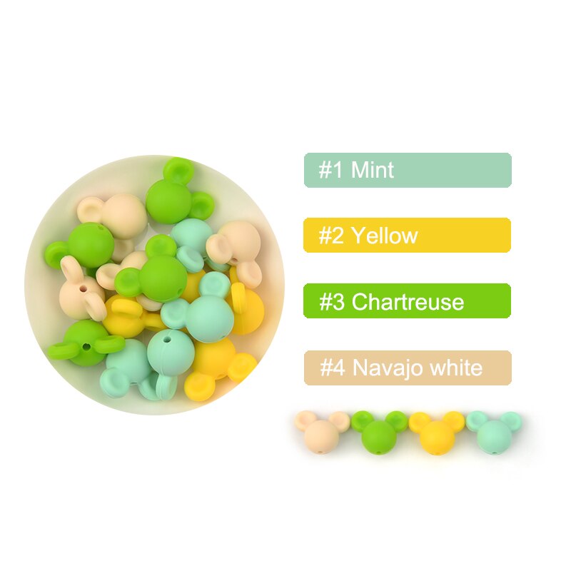 Anneau de Dentition en Silicone, Perles Souris, pour Bébé, Alimentaire, Coloré, Collier à Mâcher, Bracelet, Fabrication de Bijoux, 10 Pièces: set 11