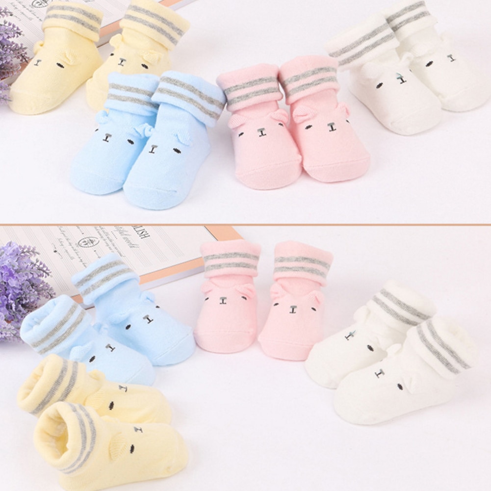 Criança Meias Bonito Dos Desenhos Animados Urso Bebê Ifant Meninos Meninas meias de Algodão Macia e Quente Anti-slip Sole Indoor Piso Tornozelo meias 0-6 meses