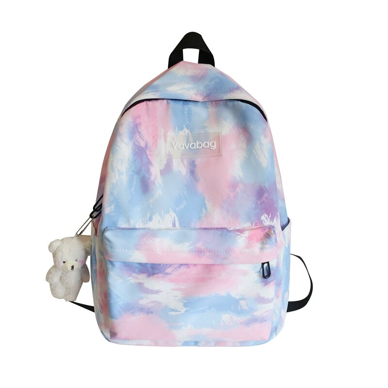 Hocodo moda mochila panelled cor náilon mochila feminina saco de escola para adolescentes casual bolsa de ombro mochila viagem volta pacote: Pink