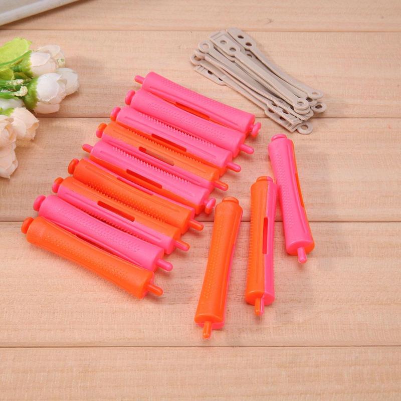 12Pcs/Set DIY Perm Rod Salon Hair Roller Rubber Band Hair Clip Curling Curler Hairdressing Maker Styling Hair Tool Random Color