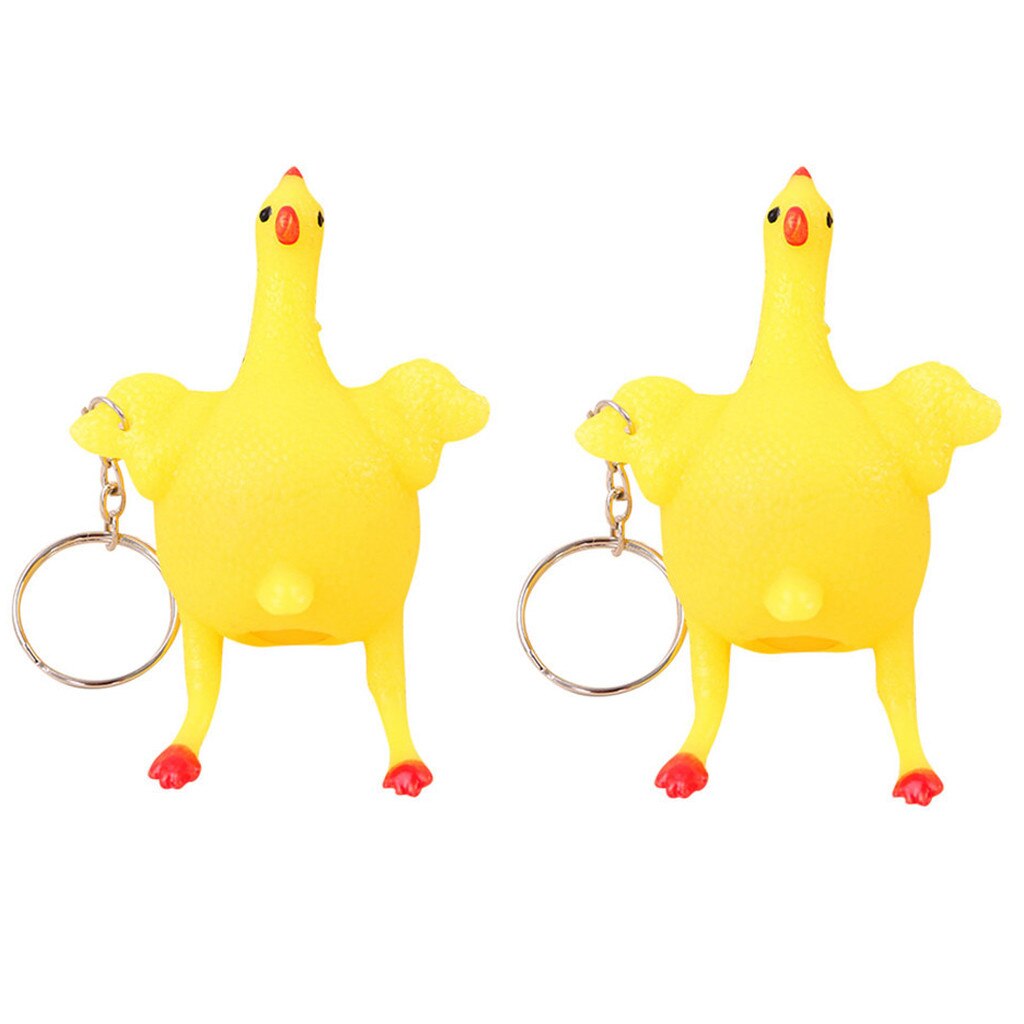 2pcs Very Interesting Novelty Toys Chicken And Eggs Keychain Jewelry To Reduce Stress Finger Pinch Extrusion Toy Release Stress: Default Title