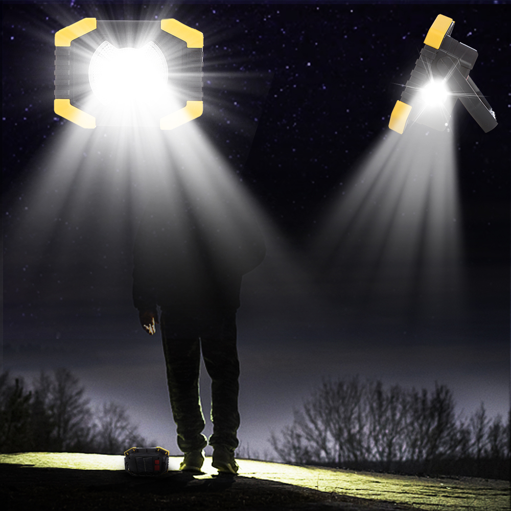 USB Rechargeable Work Light 100W Powerful Spotlight Solar Energy Light Camping Lamp Flashlight with Built-in 2400mAh Battery
