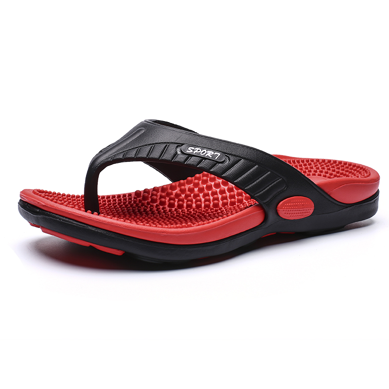 Infradito da spiaggia pantofole da uomo estive sandali da massaggio scarpe Casual da uomo comode 2022 moda uomo infradito calzature di vendita calde: Rosso / 43
