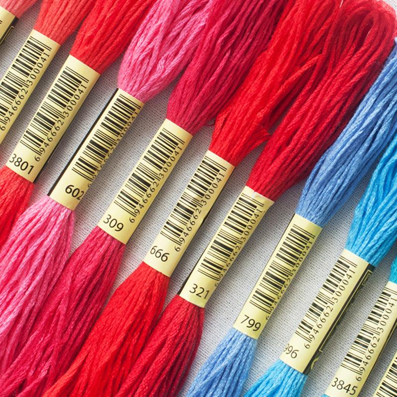 Hilo de punto de cruz de algodón, madejas de costura, manualidades, Color degradado, 8 estilos únicos