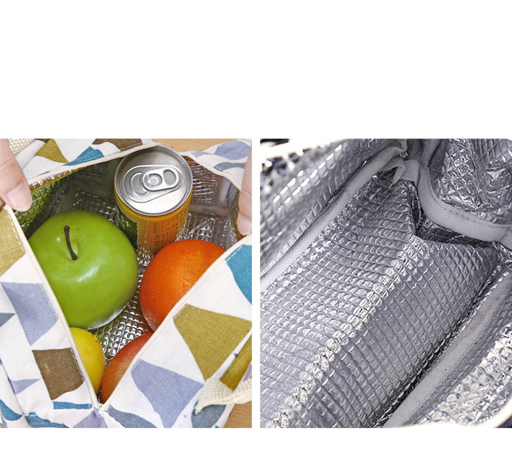 Thermal Insulated Canvas Box Tote Bag Thermal Cooler Food Lunch Canvas Tin Foil Bags For Women Kids Men Camping #L5